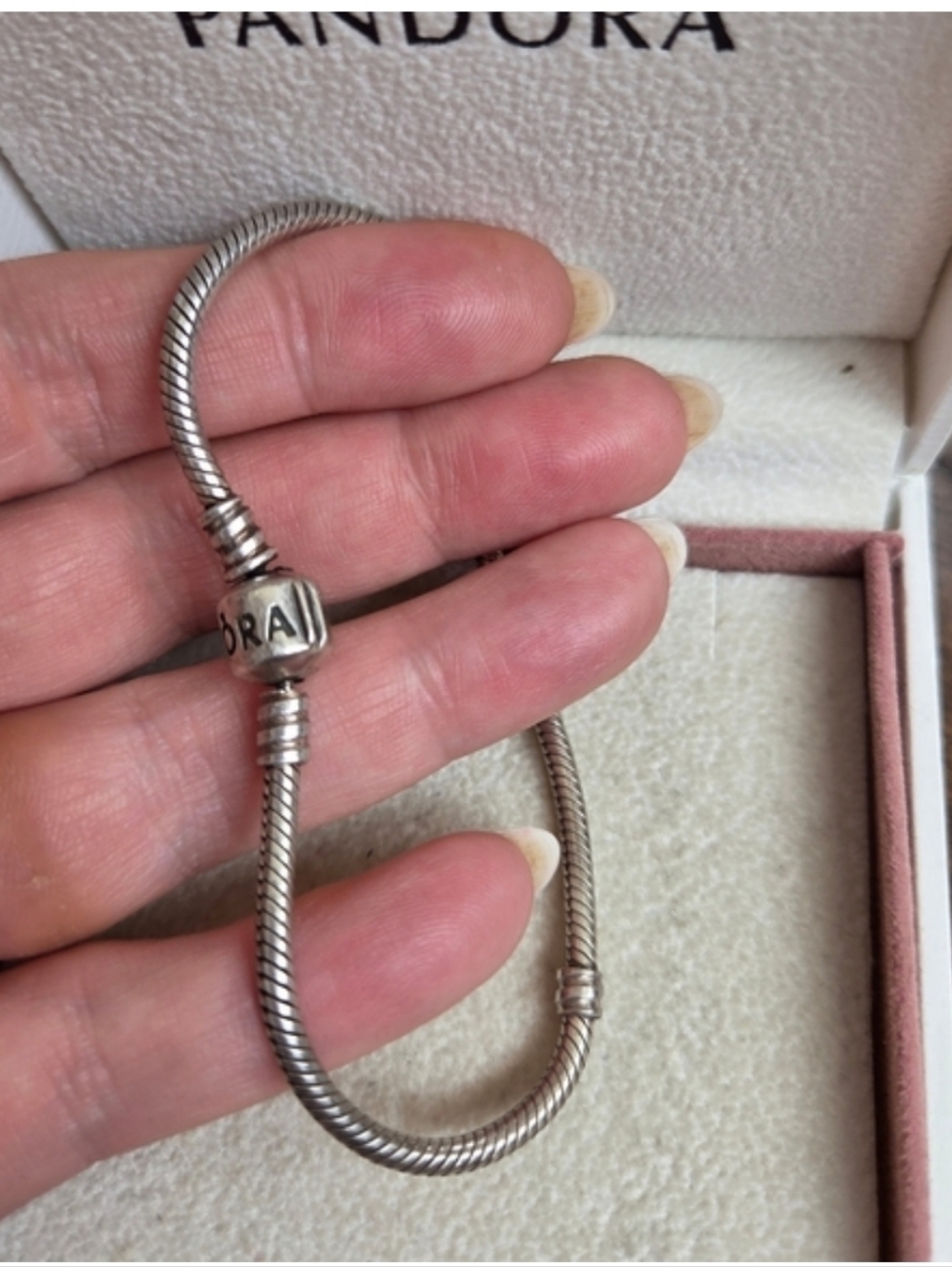 Authentic PANDORA Silver Charm Bracelet 7.5 Inches ✨️ VGUC
